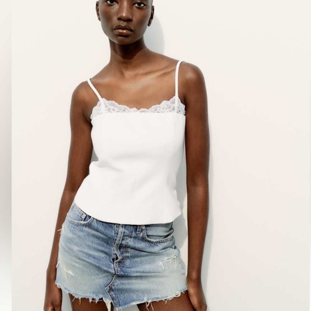 ZARA NWT LACE CORSET WHITE TOP